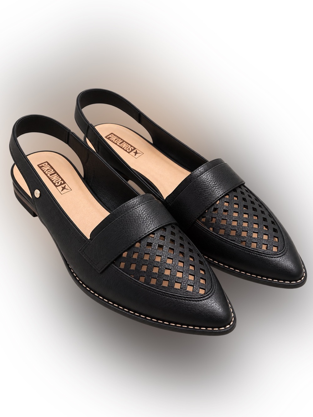 Pikolinos Womens Caleta leather slingback flats Black 10 Pointed Toe Size 42 EU